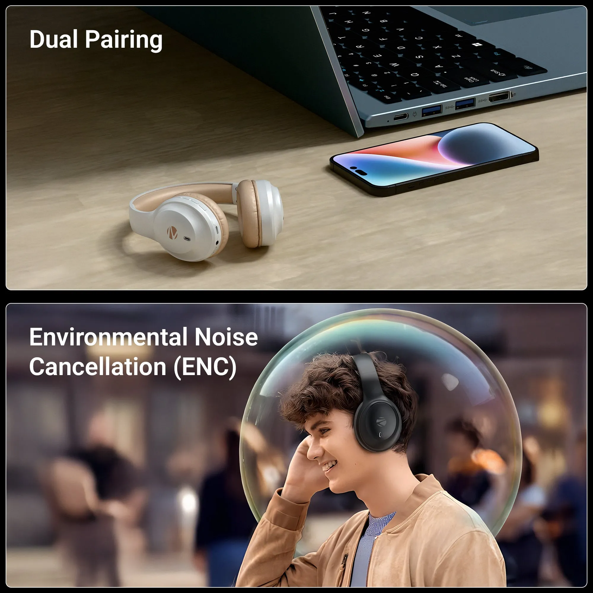 Zebronics Headphone Bluetooth Wireless Paradise Neo Black view 3